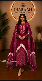 Premium Gajji Silk Printed Saree with Blouse & Dupatta | Soft Luxury Ethnic Wear